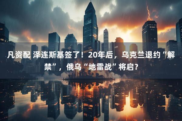凡资配 泽连斯基签了！20年后，乌克兰退约“解禁”，俄乌“地雷战”将启？